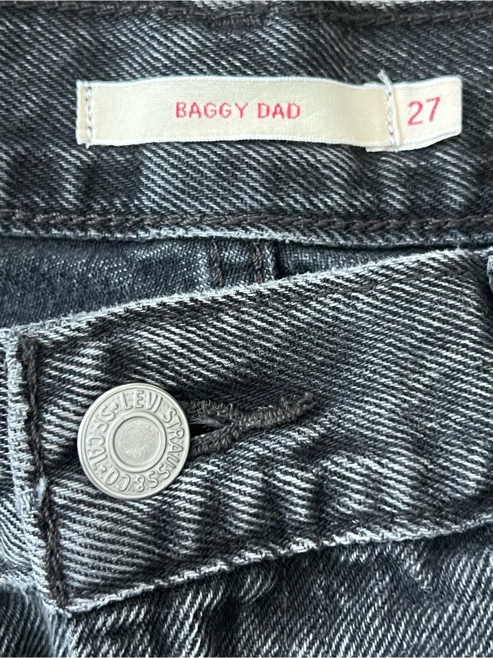 Baggy Dad Two Tone Charcoal Black Wide Leg Jeans - Size 27 - Picture 2 of 14